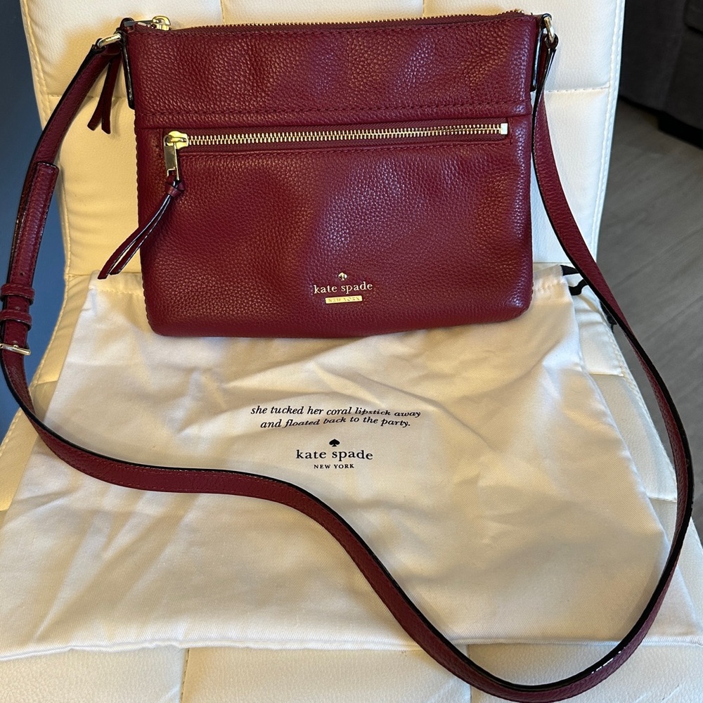 Kate Spade Red Crossbody Bag with Gold Hardware
